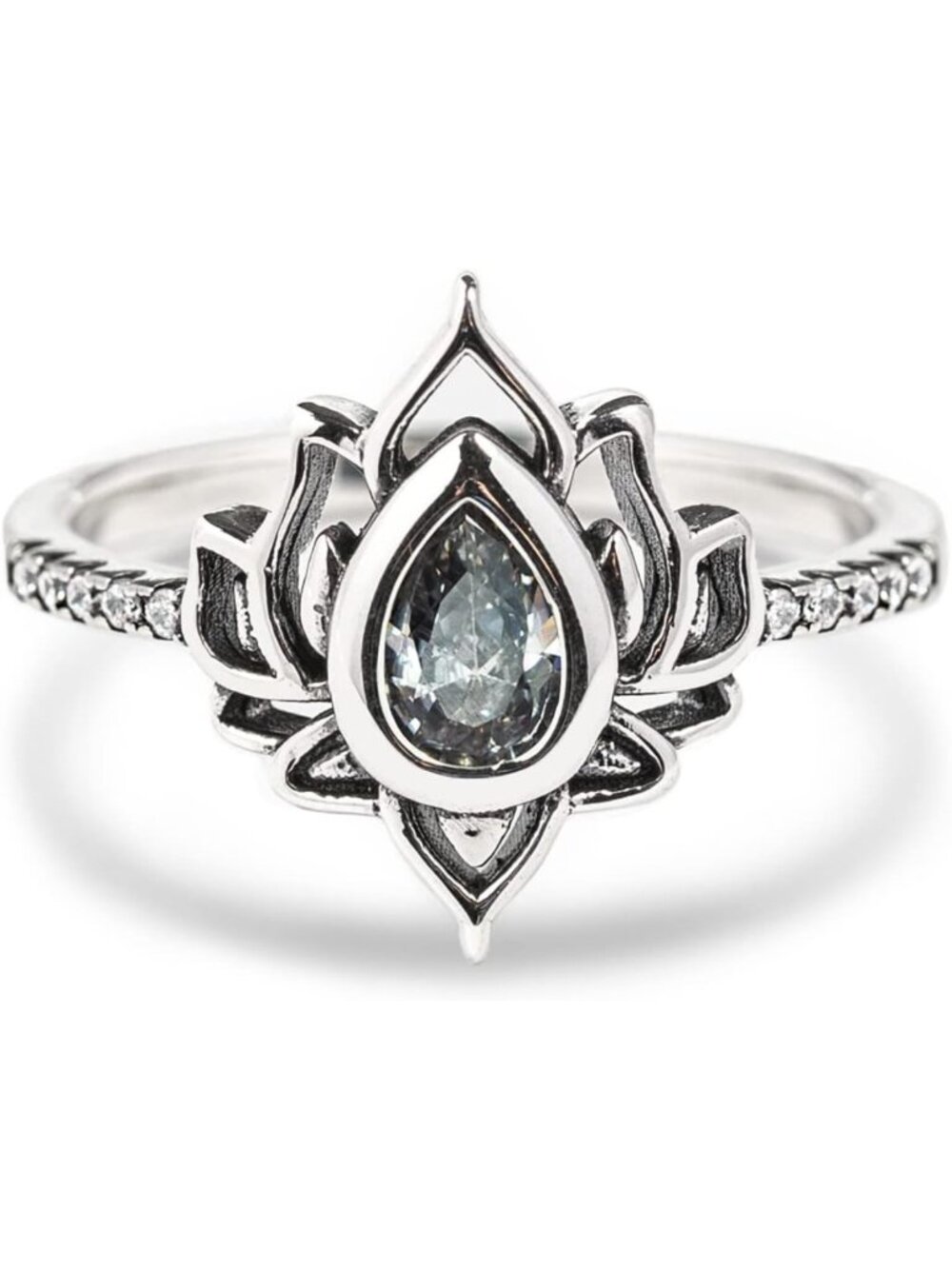Dainty Silver Lotus Flower Promise Ring for Women, Empowering Jewelry Gift